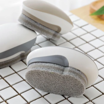 

Multi-Purpose Brush Cleaning Creative Curved Simple Practical Bathroom Floor Wall Tile Cleaning Brush Sponge Bottom Kitchen 6Pcs