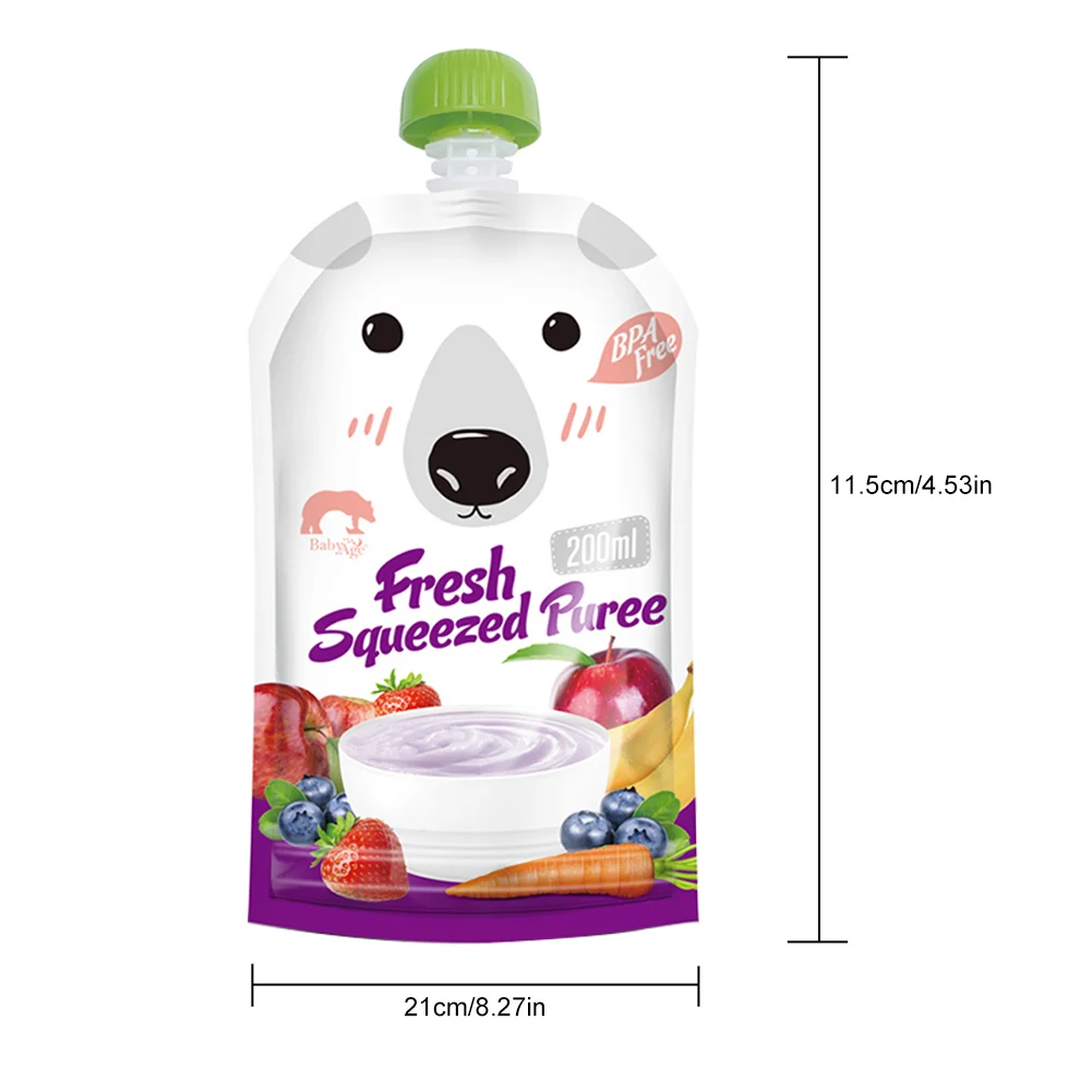 Baby Food Container 8pcs/pack BPA Free 200ml Reusable Breast Milk Storage Bag Baby Food Box Pouch Snacks Feeding Squeeze