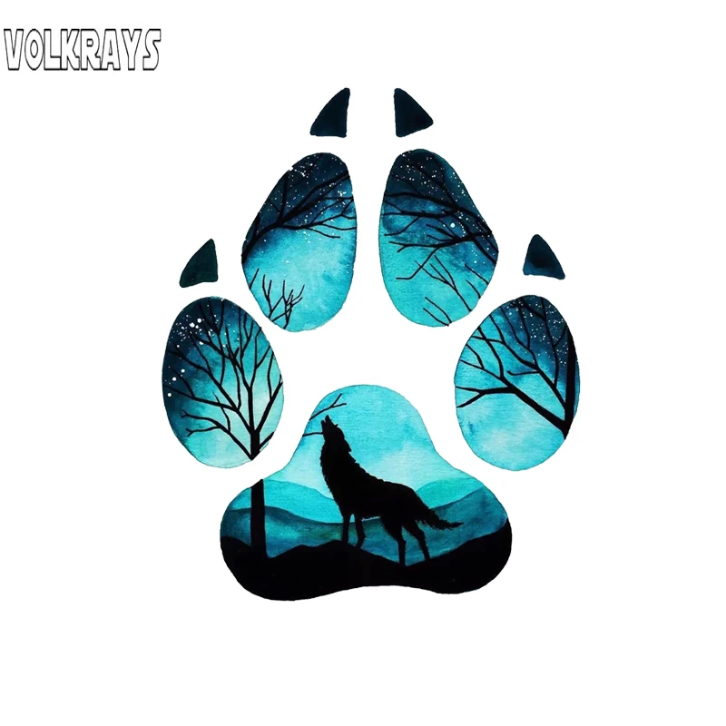Volkrays Creative Car Sticker Wolf Footprint Puzzle Accessories Reflective PVC Decal for Motorcycle Jeep RenegadeTurk 15cm*13cm |