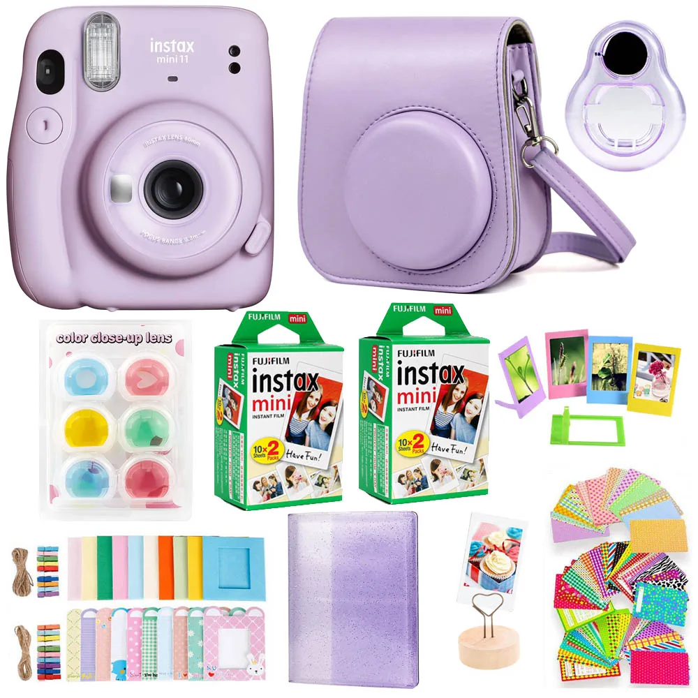 Fujifilm Instax Mini 11 Instant Camera With 40 Sheets Polaroid Mini Film Paper Camera Shoulder Strap Bag Accessories Bundle Kit