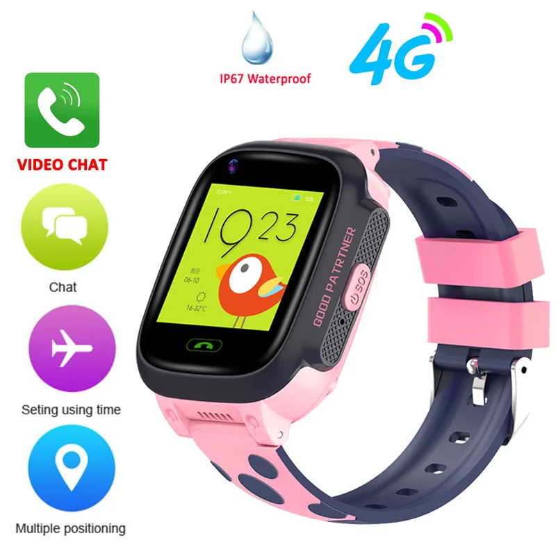 Детские Смарт-часы 4G, Детские Смарт-часы, детские gps часы, IP67 водонепроницаемые Смарт-часы, gps wifi трекер, SOS телефон, часы y95 - Цвет: pink