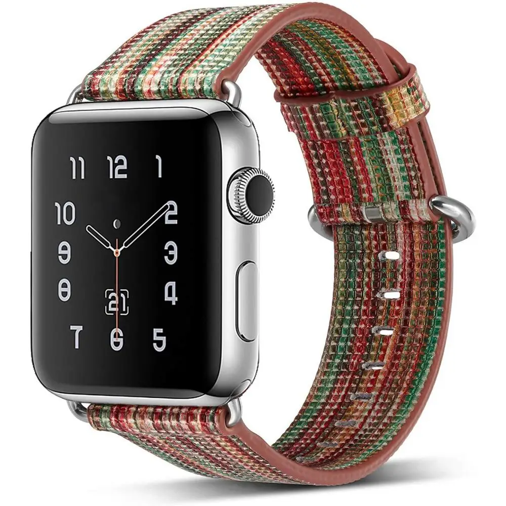 Brown Colorful strap for apple watch band Genuine leather loop 42mm 38mm watchband for iwatch 44mm 40mm 5/4/3/2/1 bracelet accessories - Band Color: Brown