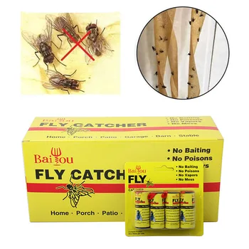 

4/8/12/16Pcs Fly Sticky Paper Strip Strong Glue Flying Insect Bug Mosquitos Catcher Roll Tape WWO66