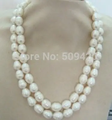 Free 11-13mm 59 inch natural Australian south sea white pearl necklace