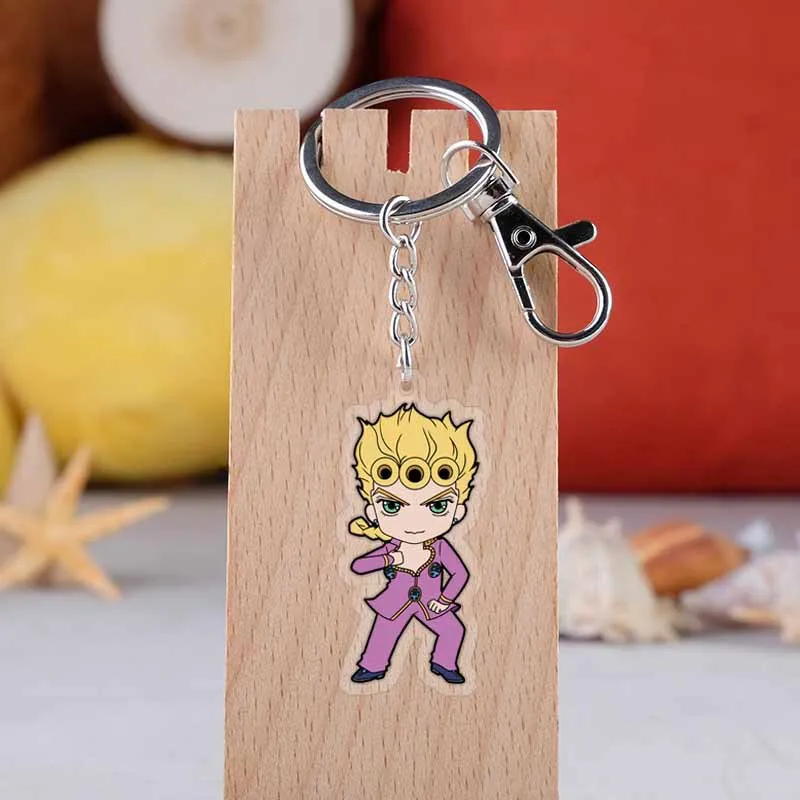 5pcs//set Anime JoJo/'s Bizarre Adventure Metal Keychain Cosplay Charm Key Ring #2