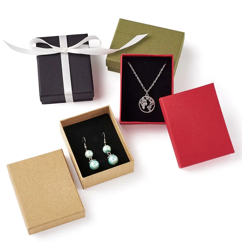 

12pcs Rectangle Cardboard Jewelry Box Gift Box Case for Jewelry Display Ring Necklace Storage Jewelry Organizer Box 9x7x3cm