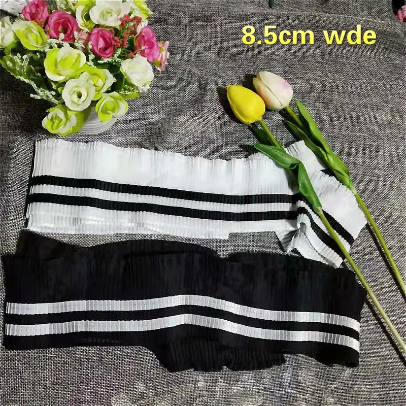 

High Quality Chiffon Double Ribbon Crumpled Campus Style Lace Fabric DIY Clothes Neckline Cuff Skirt Swing Fast Sewing Splicing
