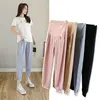 Chiffon Thin Summer Maternity Ankle Pants Fashion Split Button Design Clothes For Pregnant Women Pregnancy Casual Harem Trousers 1