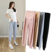 Chiffon Thin Summer Maternity Ankle Pants Fashion Split Button Design Clothes For Pregnant Women Pregnancy Casual Harem Trousers 1