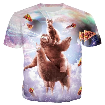 

Fashion Funny Animal T Shirt Men / Women Space Sloth/Cat Riding Llama Unicorn 3D Print T Shirts Harajuku Style Tops T126