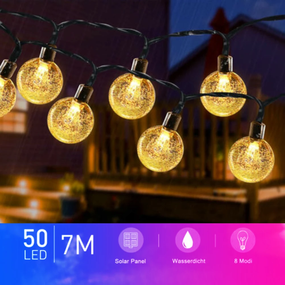 

7m Solar Lamp String Light 50LED Solar Fairy Lights Balls Warm White Balls String Light Indoor Outdoor Garden Party Decoration