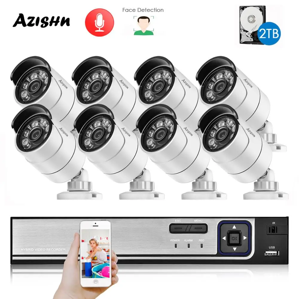 8CH Hd 5.0MP H.265 + Sistema di Telecamere di Sicurezza con 5MP 2592X1944 Outdoor/Indoor Ip Camera