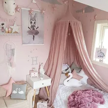 Хлопковая детская сетка/Москитная сетка для малышей, антимоскитная балдахин для принцессы, балдахин, украшение детской комнаты, круглая палатка, занавески