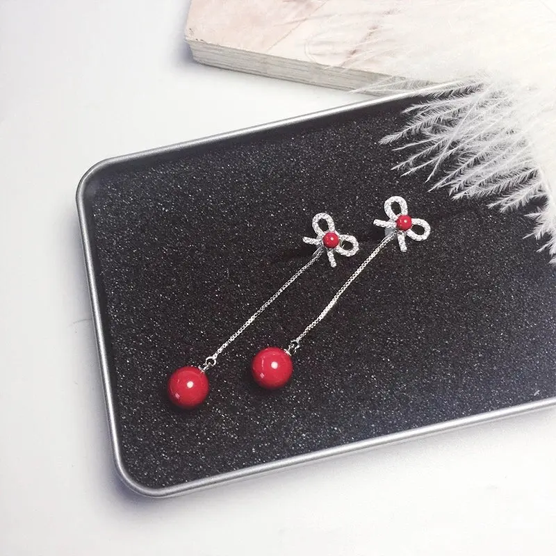 

Fashion 925 Silver Luxury Bow Earrings New Style Earrings For Women Girls Ear Jewelry Gifts