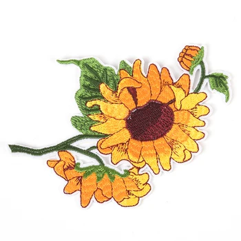 

New Sun Flower Sunflower Iron On Patch Full Embroidered Clothes Patch For Clothing Garment