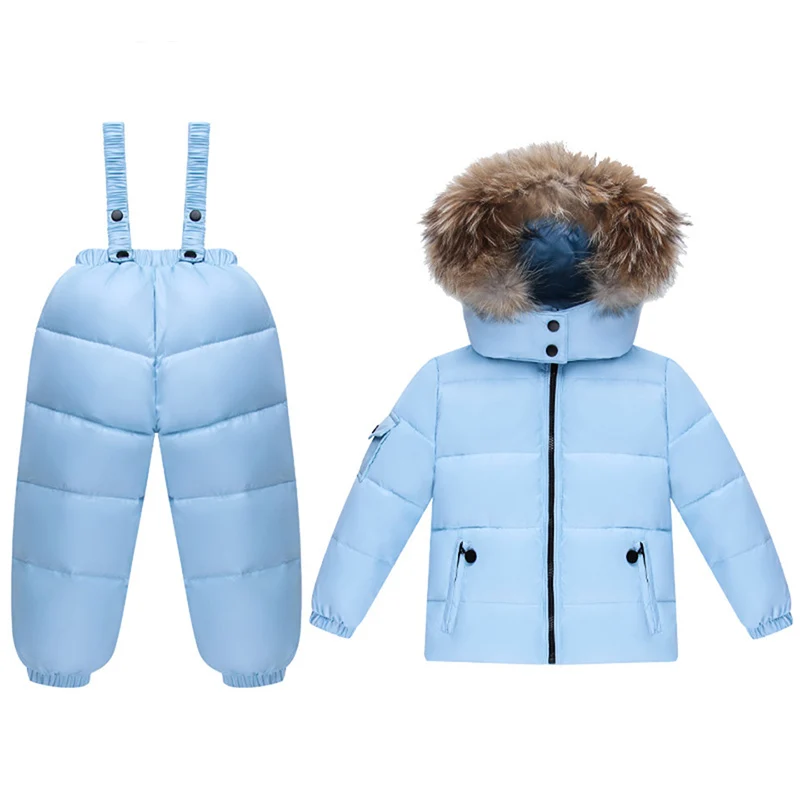 

Winter Children's Clothing Sets Snowsuit Parka Real Fur Kids Baby Overalls Girl Duck Down Jacket Warm kids down coat with hood