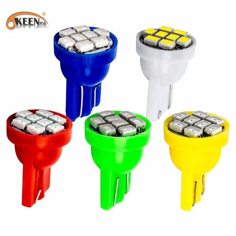 10 шт. T10 W5W 194 168 192 1206 3020 8SMD Авто Клин маркер 8 светодиодов просвет светильник хвост боковые лампы для укладки волос белого, синего, красного цветов