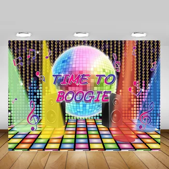 

Time to Boogie Party Photography Background 80s 90s Disco Photo Backdrop Neon Spotlight Music Hip Hop Backdrops for Photo Studio