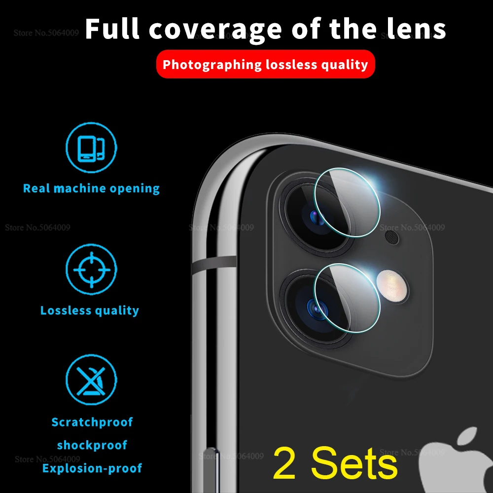 2 комплекта для iPhone 11 Pro Max 9D пленка объектива камеры полное покрытие защита экрана