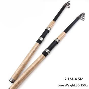 SPECIAL PROMO ❤️ Promotion! 3.6m 4.5m Telescopic Spinning Fishing Rod carbon wooden handle carp fishing pole sea rock fishing rod test 30-150g - discount item 26% OFF Sports & Entertainment