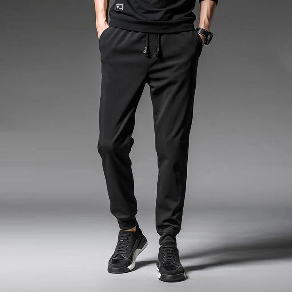 New Fashion Men Solid Pants Comfy Drawstring Pocket Sports Trousers Casual Beam Feet Pants Fast Free Shipping Ropa Hombre 2021 2