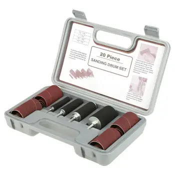 

20pcs/set Sanding Drum Set Drum Sander Kit Including Abrasive Sleeves Drum Rubber Mandrels for Drill Press Woodworking Kit