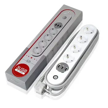 

Tuya WiFi Smart Power Strip EU Outlets Plug with 4 Sockets 3 USB Port Smart Home Control Switch Works With Alexa Google Home