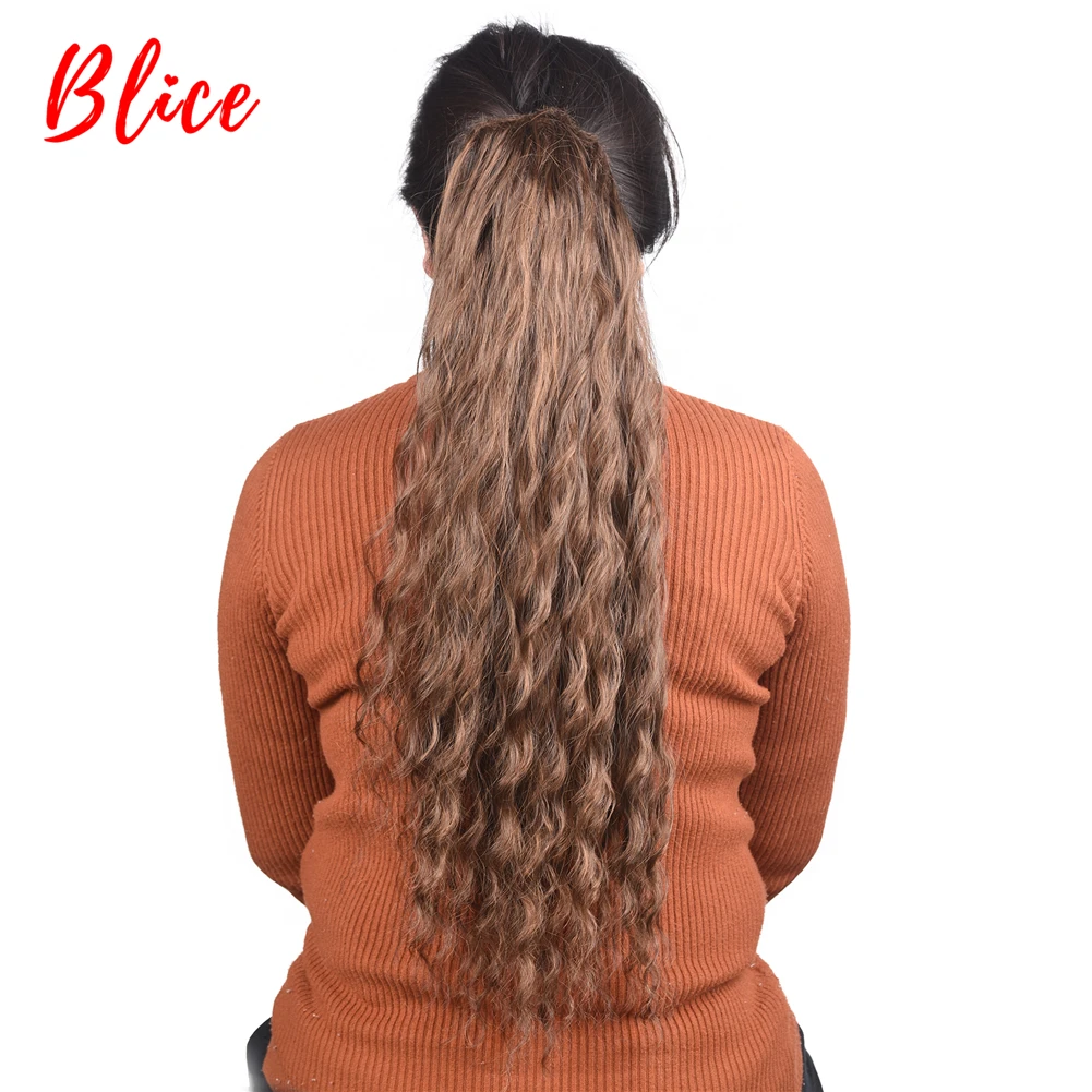 Blice Bouncy кудрявые синтетические 1"-24" натуральные волнистые волосы с двумя пластиковые расчески конский хвост удлиненные волосы коричневый