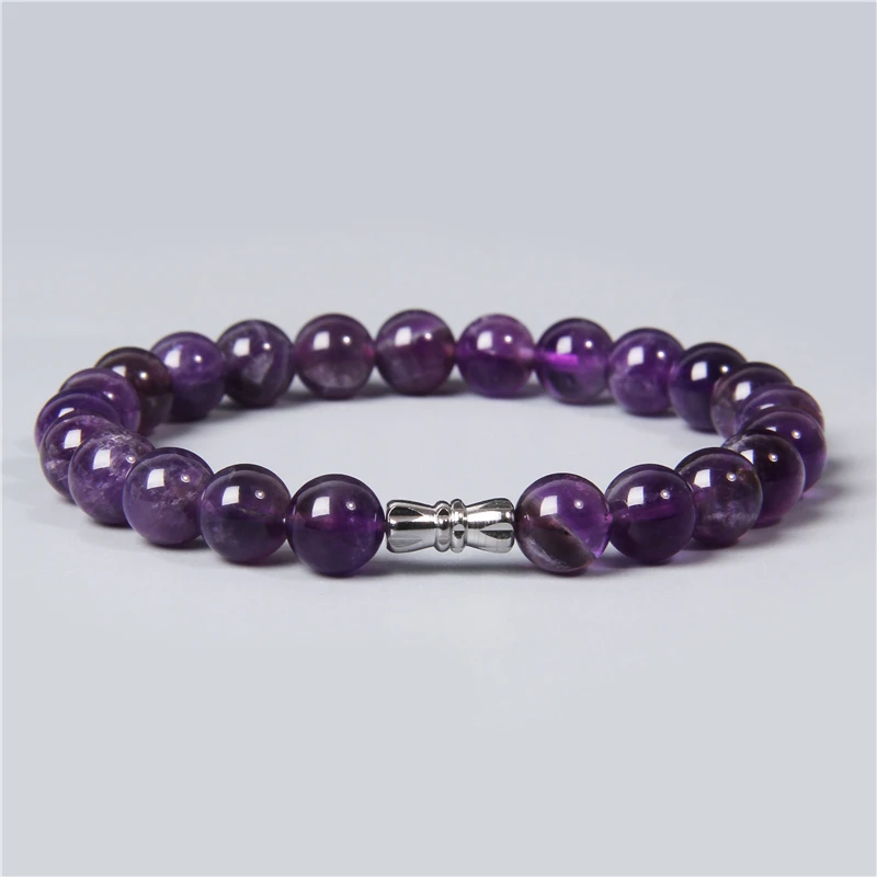 2022 wholesale Natural Women men clean purple amethysts quarzt crystal stone bracelet jewelry friendship yoga mala diy bracelets