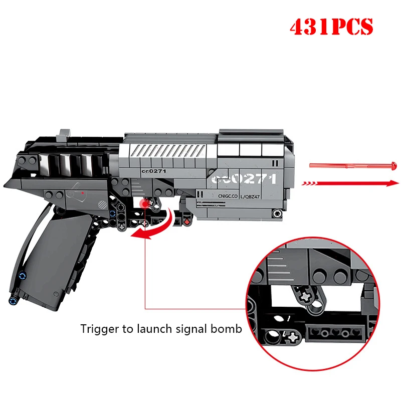  Wandering Earth Signal Gun MOC Handgun Pistol Can Fire Bullets Building Blocks Compatible LegoINGly