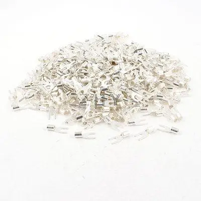 

1000 Pcs 1.7mm Wire Cable Connector Copper Lug Non-insulated Fork Terminal