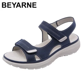 BEYARNE 여성용 여름 웨지, 미끄럼 방지 비치 오픈 토 통기성 샌들, 스포츠 스타일 신발