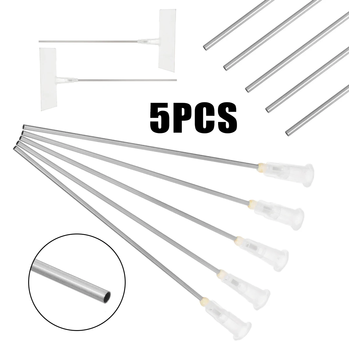 5pcs 100mm White Blunt Dispensing Needles Syringe Needle Tips Plastic + Metal Material For Ink Refilling Mixing Liquid afbeelding