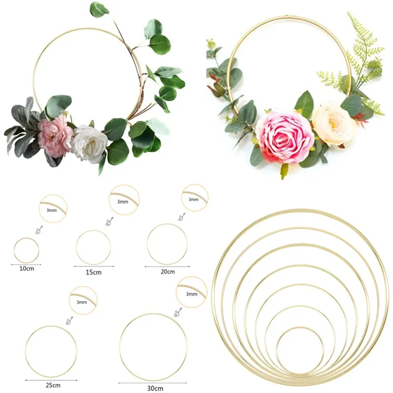 Мульти-размер металлическое железное кольцо DIY цветок венок гирлянда Свадебный веночек Dreamcatching кольцо искусственный цветок стойки ремесло обручи