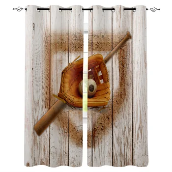 

Modern Curtains for BedroomRetro Baseball Board Sports Window Curtain Living Room Bathroom Kitchen Curtains Luxury Home Decor
