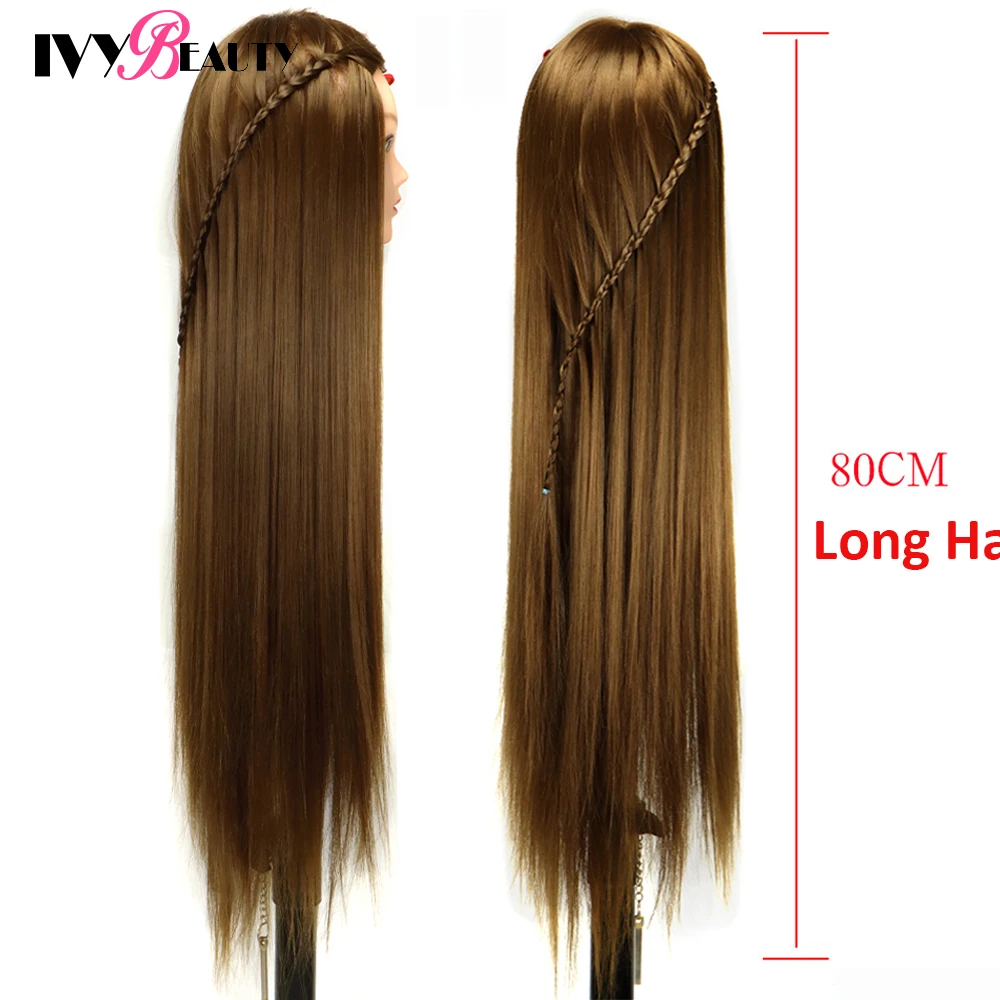 Friseur-Puppenkopf Mit Ständer – 100% Echthaar, Ca. 56 Cm Lang – Für Übung (Flechten, Schneiden, Färben) – Inkl. Tischklemme