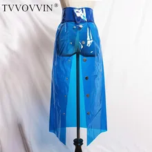 TVVOVVIN новая Прозрачная ПВХ пластиковая однобортная юбка с высокой талией, подходящая ко всему, L826
