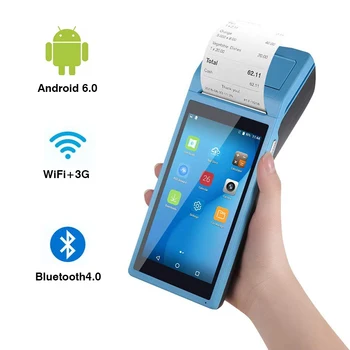 

Q1 handheld PDA pos terminal Data collector with 58mm thermal printer wireless terminais 4G Wifi NFC touch screen android 6.0