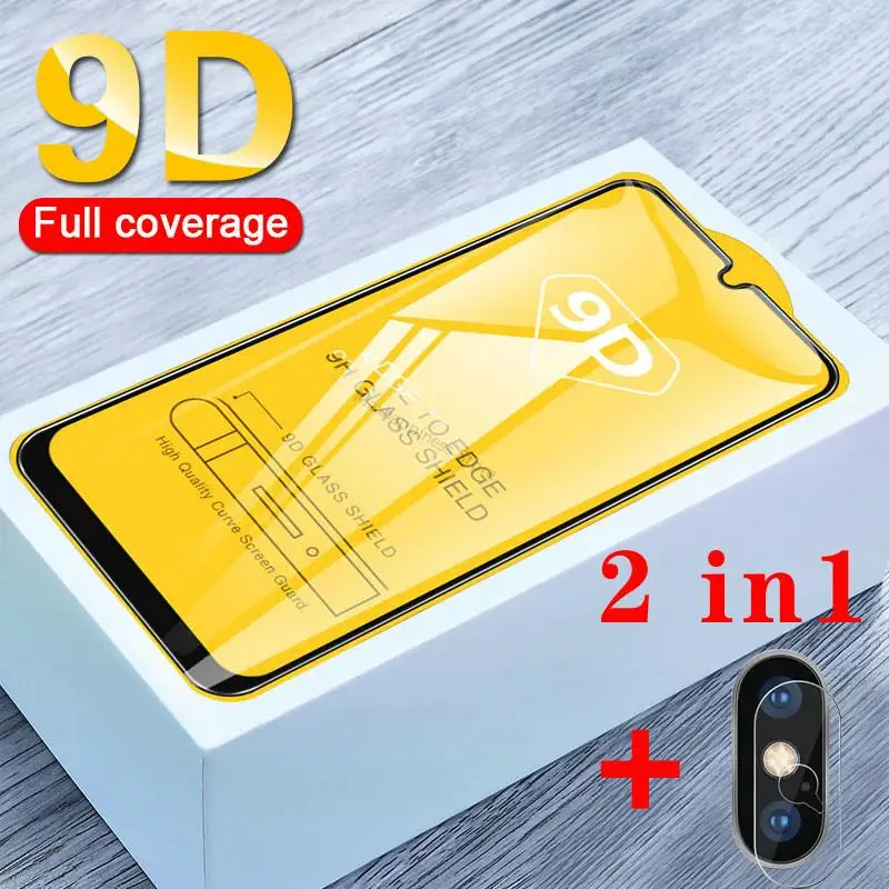 

2 in 1 9D Screen Protector For iPhone 11 Pro MAX 2019 X XS Max XR 6 6S 8 7 Plus Full Cover Front Tempered Glass+Back Lens Film