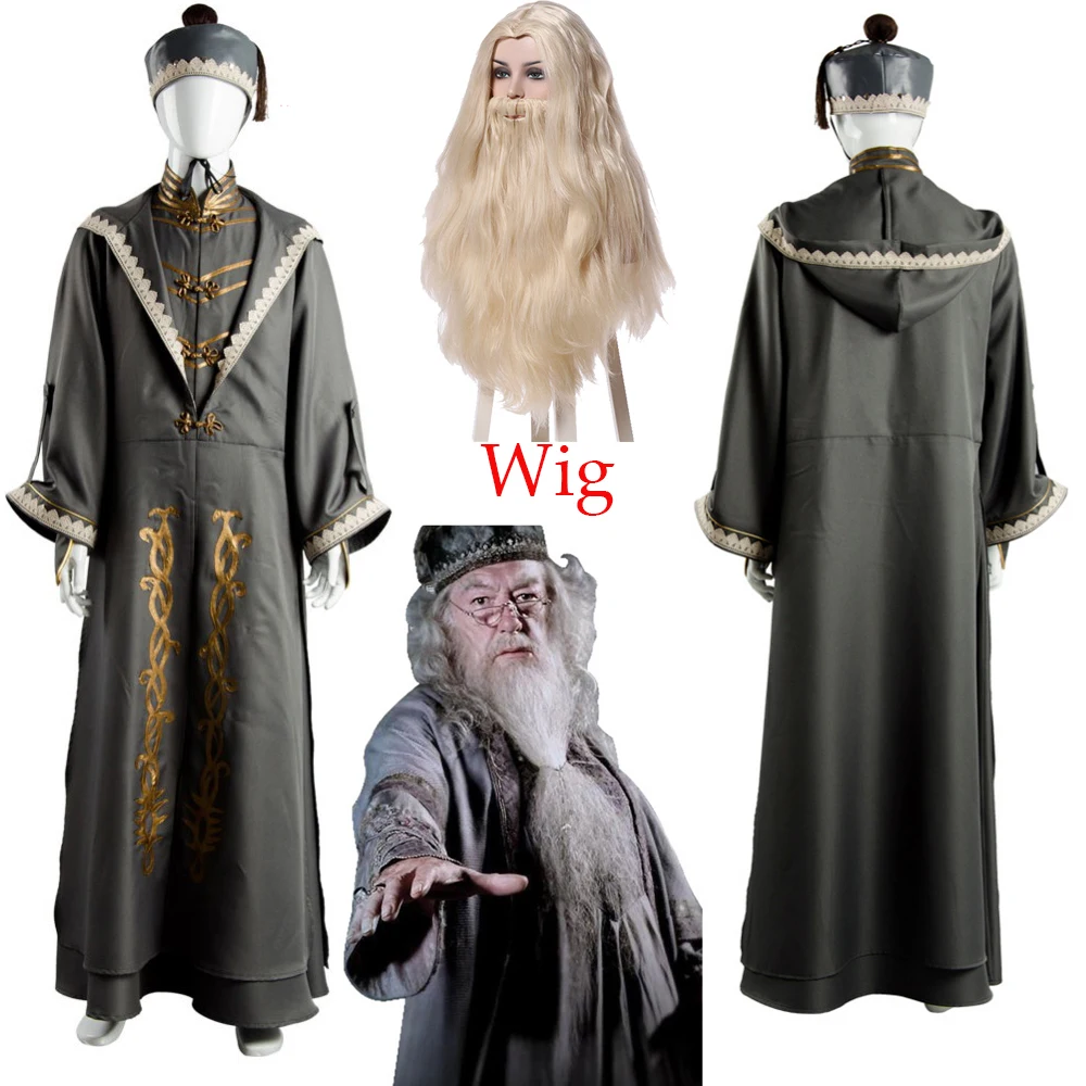 Фильм Albus Дамблдор косплей костюм халат парик усы Волшебная палочка для взрослых