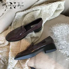 XIUNINGYAN/Туфли-оксфорды из лакированной кожи; женские броги на плоской подошве; винтажные Лоферы ручной работы без застежки; повседневные женские кроссовки на плоской подошве