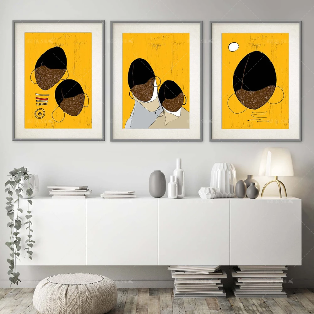 

Nordic Abstract Figure Hd Print African American Family Posters Wall Art Canvas Painting Wall Picture Decoration For Home Frame