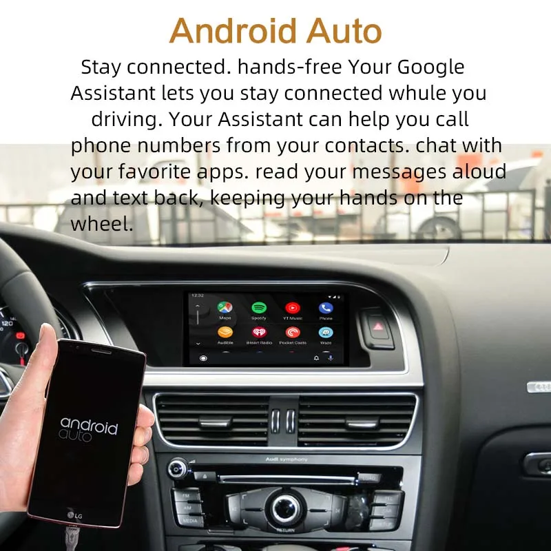 Sinairyu Wifi Wireless Apple CarPlay Car Play Android Auto Mirror for Audi 2009-2019 A4 A5 Q5 Non MMI OEM Retrofit Touchscreen