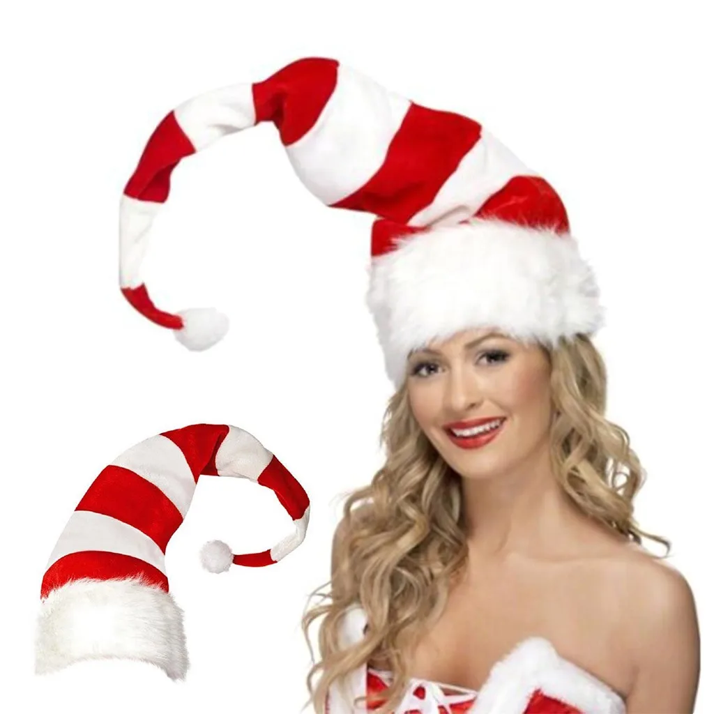 1 шт. Рождественская Шапка Красная Шапочка Санта-Клауса плюшевая полосатая шапка Санта-Клауса рождественские украшения для дома шапка Санта-Клауса
