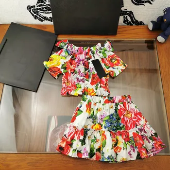 

High-end children's sisters suit skirt, two-piece skirt for fashion party,Princess flower skirt