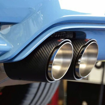 

Black Stainless Steel Inlet 3In Outlet 4In Carbon Fiber Black Car Exhaust Muffler Tip Pipe Universal