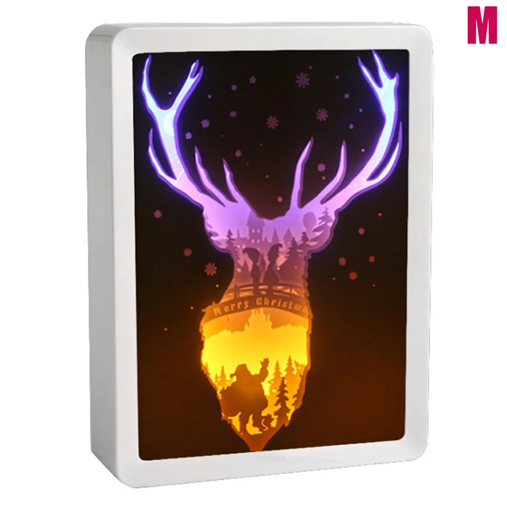 3D ночной бумажный светильник с рисунком, светодиодный теневой стол, рамка, вечерние, домашний декор hogard - Цвет: M