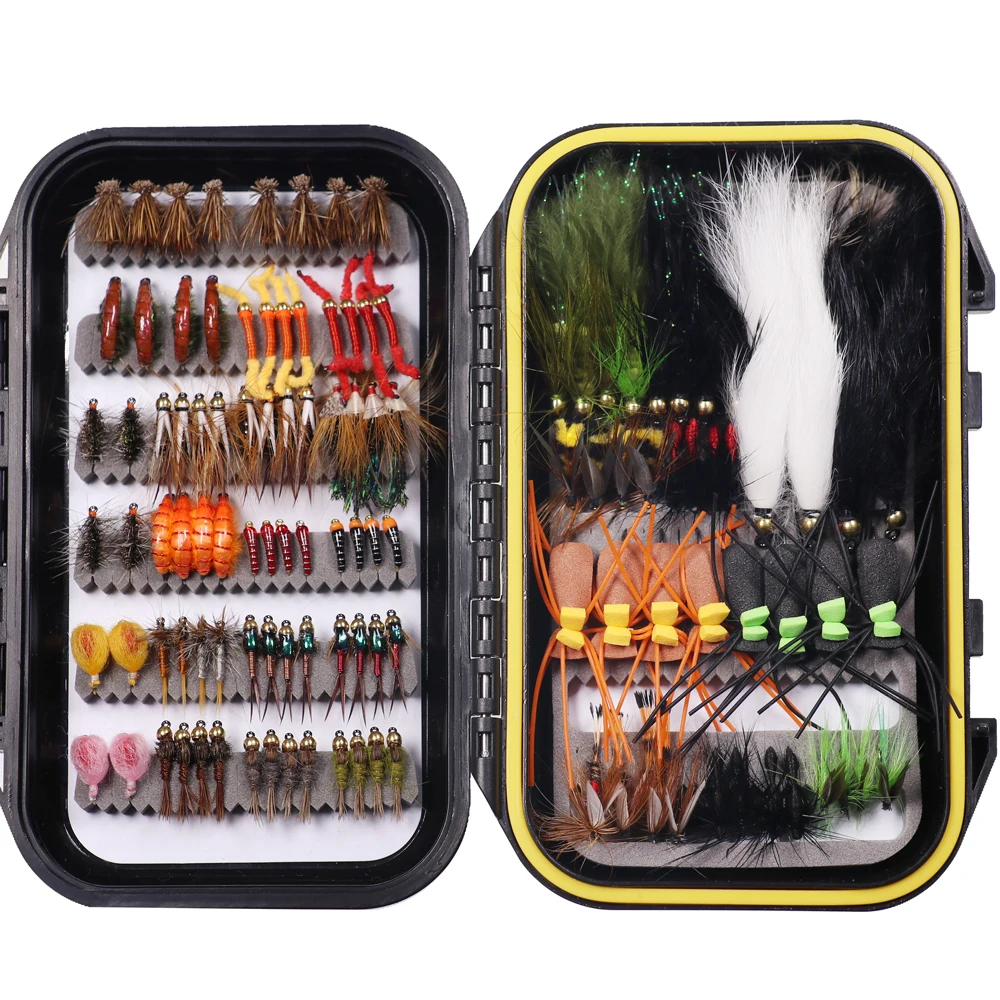 Wifreo Dry Wet Flies Nymph Set Kit 28pcs Fly Fishing Lures Box Fly Tying  Material Bait Fake Flies for Trout Fishing Tackle Pesca