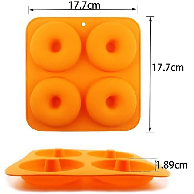 4 Lyukas Torta Penész 3D -S Szilikon Fánk Formák Nem Bot Bagel Serpenyő Tészta Csokoládé Muffinok Készítő Konyhai Kiegészítők Szerszám - Image 6