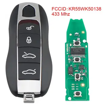 

433Mhz 4 Buttons Car Smart Remote Key Fob with ID49 Chip KR55WK50138 Remote with Lock Unlock Buttons Fit for Porsche